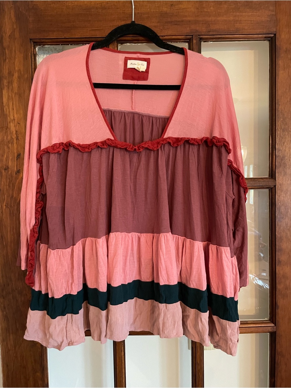 Anthropologie Meadow Rue Pink, Mauve  Tiered Boho Tunic